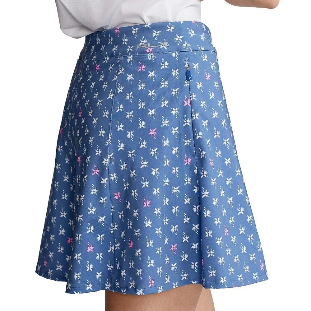 NWT RLX Ralph Lauren Women's Golf Nimes Blue Palms A lined Skort